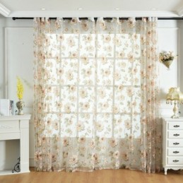 Tenda Trasparente Europea Su Misura, Tenda Rustica In Tulle Con Fiori Per Soggiorno E Camera Da Letto
