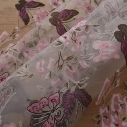 Tende In Tulle Con Stampa A Fiori E Farfalle, Tende Decorative In Voile, Tende Su Misura
