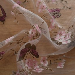 Tende In Tulle Con Stampa A Fiori E Farfalle, Tende Decorative In Voile, Tende Su Misura