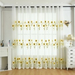 Tenda Trasparente Europea Su Misura, Tenda Rustica In Tulle Con Fiori Per Soggiorno E Camera Da Letto