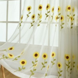 Tenda Trasparente Europea Su Misura, Tenda Rustica In Tulle Con Fiori Per Soggiorno E Camera Da Letto