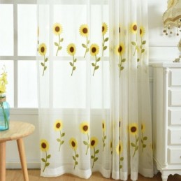 Tenda Trasparente Europea Su Misura, Tenda Rustica In Tulle Con Fiori Per Soggiorno E Camera Da Letto