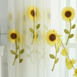 Tenda Trasparente Europea Su Misura, Tenda Rustica In Tulle Con Fiori Per Soggiorno E Camera Da Letto