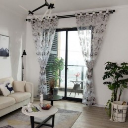 Tenda Trasparente Europea Su Misura, Tenda Rustica In Tulle Con Fiori Per Soggiorno E Camera Da Letto