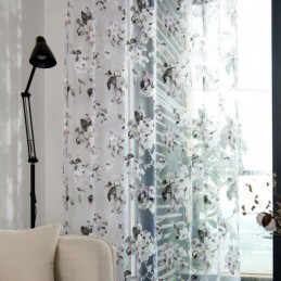 Tenda Trasparente Europea Su Misura, Tenda Rustica In Tulle Con Fiori Per Soggiorno E Camera Da Letto