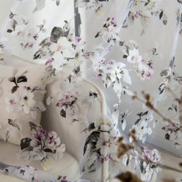 Tenda Trasparente Europea Su Misura, Tenda Rustica In Tulle Con Fiori Per Soggiorno E Camera Da Letto