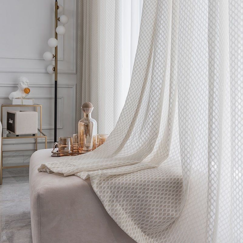 Tende Moderne In Tulle Bianco, Tende Trasparenti Geometriche, Su Misura Per Il Soggiorno