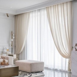 Tende Moderne In Tulle Bianco, Tende Trasparenti Geometriche, Su Misura Per Il Soggiorno