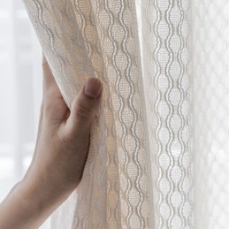 Tende Moderne In Tulle Bianco, Tende Trasparenti Geometriche, Su Misura Per Il Soggiorno