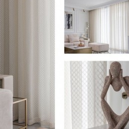 Tende Moderne In Tulle Bianco, Tende Trasparenti Geometriche, Su Misura Per Il Soggiorno