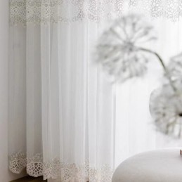 Tende Trasparenti Geometriche In Tulle Ricamato Moderno Per Soggiorno