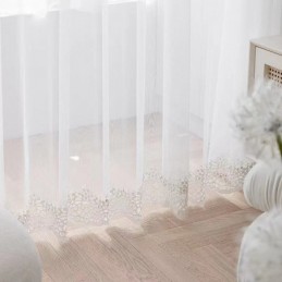 Tende Trasparenti Geometriche In Tulle Ricamato Moderno Per Soggiorno