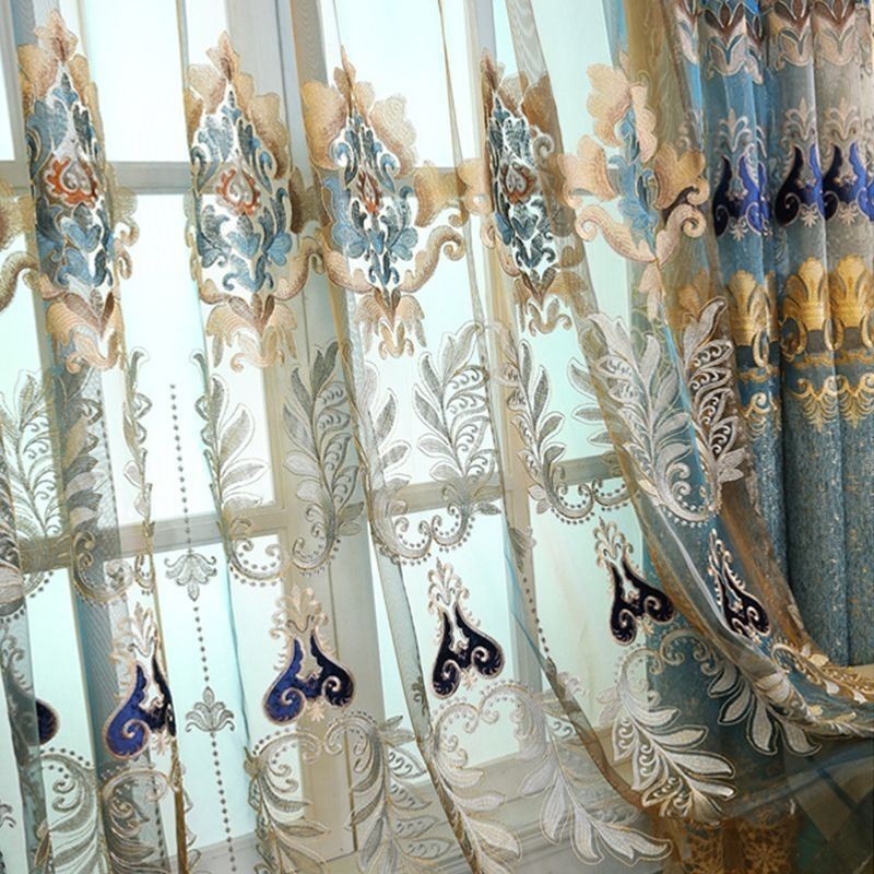 Squisita Tenda In Tulle Su Misura, Tenda Europea Ricamata Con Motivi Floreali, Tende Trasparenti Per La Decorazione Della Stanza