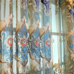 Squisita Tenda In Tulle Su Misura, Tenda Europea Ricamata Con Motivi Floreali, Tende Trasparenti Per La Decorazione Della Stanza