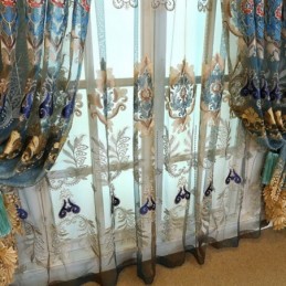 Squisita Tenda In Tulle Su Misura, Tenda Europea Ricamata Con Motivi Floreali, Tende Trasparenti Per La Decorazione Della Stanza