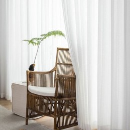 Tenda A Rullo Classica Geometrica In Organza Bianca Ricamata Per Soggiorno, Su Misura