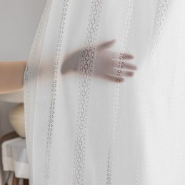 Tenda A Rullo Classica Geometrica In Organza Bianca Ricamata Per Soggiorno, Su Misura