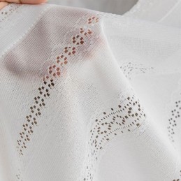 Tenda A Rullo Classica Geometrica In Organza Bianca Ricamata Per Soggiorno, Su Misura
