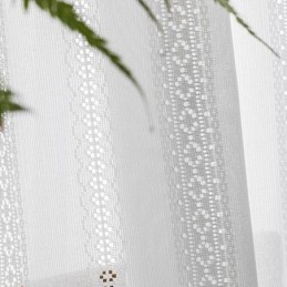 Tenda A Rullo Classica Geometrica In Organza Bianca Ricamata Per Soggiorno, Su Misura