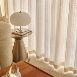 Tende A Soffietto In Tulle Jacquard A Quadri Per Il Soggiorno