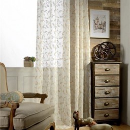 Tenda In Tulle Con Foglie Ricamate, Su Misura, Moderna Tenda In Voile Di Garza