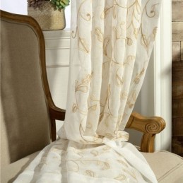 Tenda In Tulle Con Foglie Ricamate, Su Misura, Moderna Tenda In Voile Di Garza