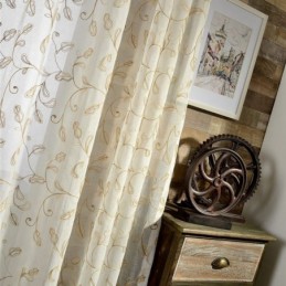 Tenda In Tulle Con Foglie Ricamate, Su Misura, Moderna Tenda In Voile Di Garza