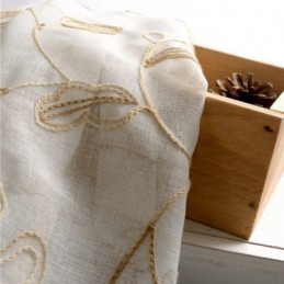 Tenda In Tulle Con Foglie Ricamate, Su Misura, Moderna Tenda In Voile Di Garza