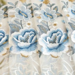 Tenda Di Tulle Di Lusso Su Misura, Tenda Floreale Ricamata In Voile Per Soggiorno
