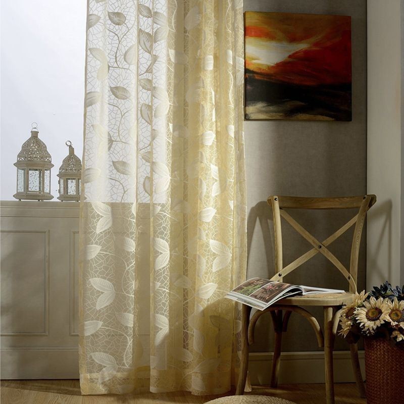 Tenda A Foglia In Tulle Su Misura, Moderna Tenda A Voile Per Finestra, Per Soggiorno, Camera Da Letto