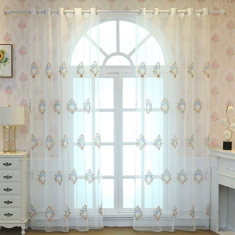 Tenda Trasparente Traspirante Su Misura, Tenda Decorativa Europea In Tulle E Voile Per Soggiorno