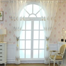 Tenda Trasparente Traspirante Su Misura, Tenda Decorativa Europea In Tulle E Voile Per Soggiorno