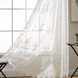 Tenda A Schermo In Tulle Ricamato Con Motivi Floreali, Su Misura, Di Lusso, In Voile Trasparente.