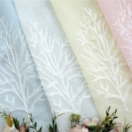 Tenda Decorativa Per Finestra Con Stampa Di Piante E Ricami, Tenda Trasparente Su Misura Per Soggiorno