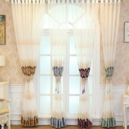 Tenda Europea Su Misura, Tenda Trasparente Ricamata Per Finestra, Per Soggiorno, Camera Da Letto