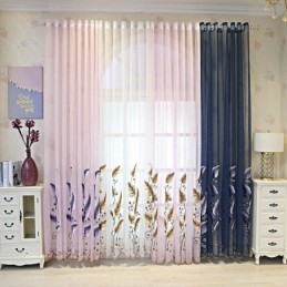 Tenda Decorativa Per Finestra Con Ricami A Foglia, Tenda Trasparente Su Misura Per Soggiorno