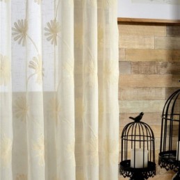 Tenda Trasparente In Tulle Con Foglie Ricamate Di Lusso, Su Misura, Per Soggiorno E Camera Da Letto