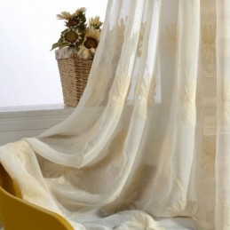 Tenda Trasparente In Tulle Con Foglie Ricamate Di Lusso, Su Misura, Per Soggiorno E Camera Da Letto