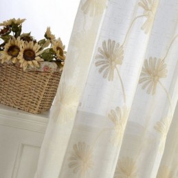 Tenda Trasparente In Tulle Con Foglie Ricamate Di Lusso, Su Misura, Per Soggiorno E Camera Da Letto