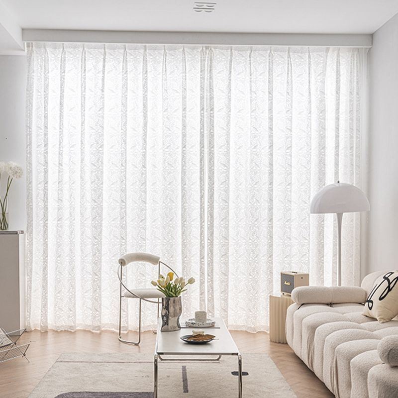 Tende In Voile Bianco Trasparente Con Ricamo Per Finestra Per Camera Da Letto