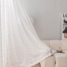 Tende In Voile Bianco Trasparente Con Ricamo Per Finestra Per Camera Da Letto