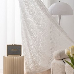 Tende In Voile Bianco Trasparente Con Ricamo Per Finestra Per Camera Da Letto