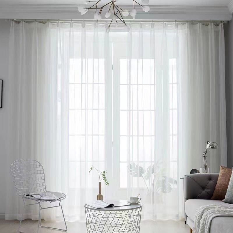 Tenda Moderna In Tulle Bianco Su Misura, Con Piume Trasparenti Per Il Soggiorno