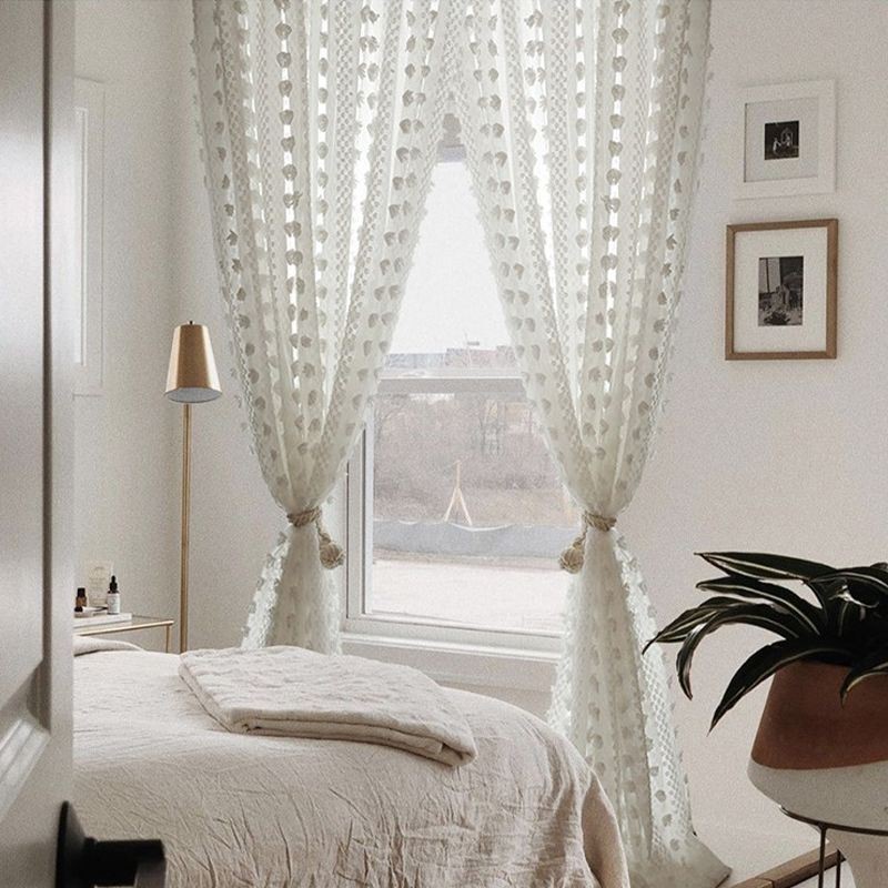 Tenda Trasparente In Rilievo Nordica, Su Misura, In Tulle, Per Soggiorno E Camera Da Letto