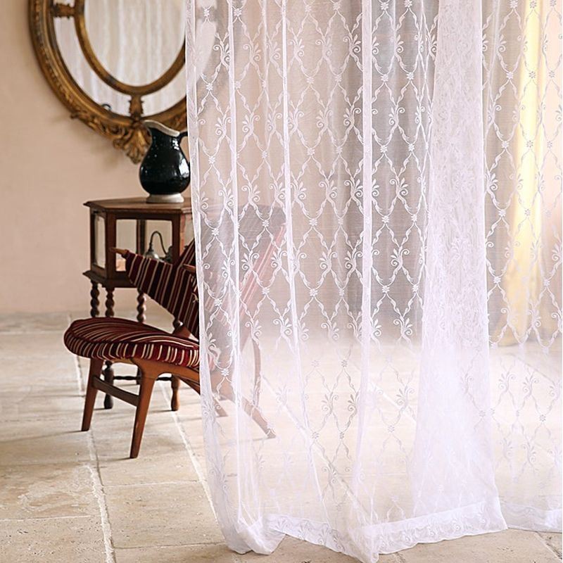 Tenda In Tulle Ricamato Su Misura, Tenda Europea Trasparente In Voile Per Soggiorno