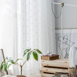Tenda Trasparente Goffrata Nordica Su Misura, In Tulle Bianco, Per Soggiorno E Camera Da Letto