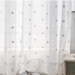 Tenda Trasparente Goffrata Nordica Su Misura, In Tulle Bianco, Per Soggiorno E Camera Da Letto