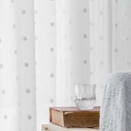 Tenda Trasparente Goffrata Nordica Su Misura, In Tulle Bianco, Per Soggiorno E Camera Da Letto