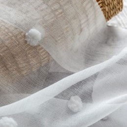 Tenda Trasparente Goffrata Nordica Su Misura, In Tulle Bianco, Per Soggiorno E Camera Da Letto