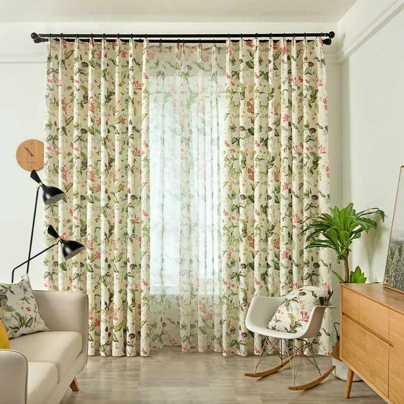 Tenda In Cotone E Lino Su Misura, Stile Americano, Stampata Con Piante